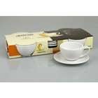 Konitz Coffee Bar Cappuccino 6 Ounce Cups and Saucers, Set of 4, White