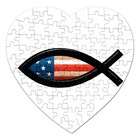   Jigsaw Puzzle Heart of USA Christian Fish Symbol Sign Jesus Icthmus