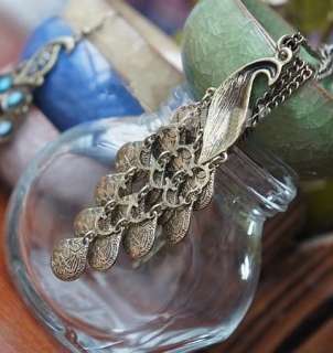 Free shipping New Antiqued Prancing Peacock Multi Sequin Long pendant 