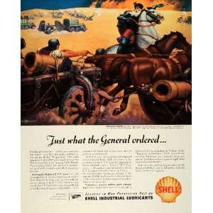  1944 Ad Shell Oil Lubricant World War II Horse Chariot Art 