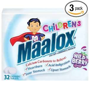  Maalox Childrens Tablet Wildberry, 32 Count Boxes (Pack of 