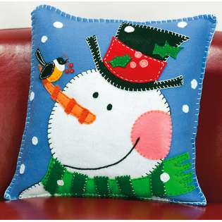 Pine Cone Snowman Pillow Felt Applique Kit 14X14  Dimensions For the 
