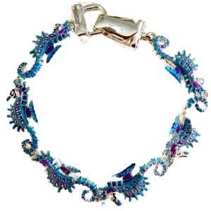 Sea Horse Bracelet with Magnetic Closure Blue SilverToneTM 