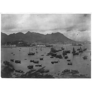 Grants World Tour,China,harbor,boats,mountain,1879 