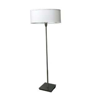  Floor Lamp with Oval White Shade in Brushed Nickel Finish 