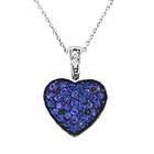 Allurez Diamond and Sapphire Puffed Heart Pendant Necklace 14k White 