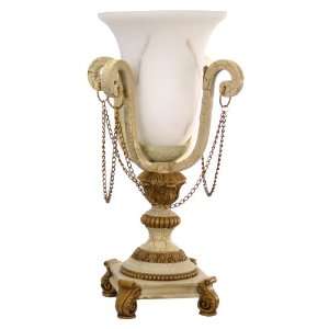   20.25 inch Ivory Crackle Table Lamp with Glass Shade