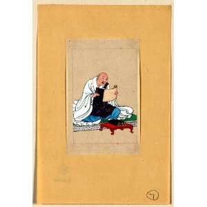 1878? Japanese Print . Religious figure, probably a monk, seated 