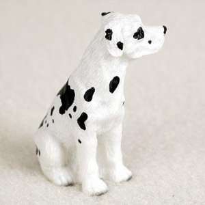  Great Dane Miniature Dog Figurine   Uncropped Ears   Harlequin 