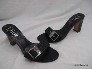 Christian Dior Black Canvas Monogram Slip On Heels 37  