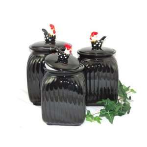   , BLACK W/DOTS, 3 Piece Canister Set, 83729 BY ACK
