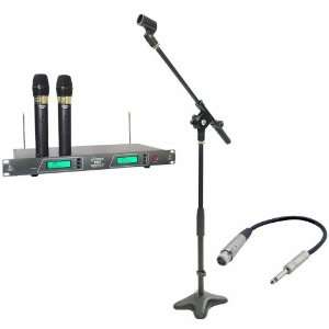  19 Rack Mount Dual VHF Wireless Rechargeable Handheld Microphone 