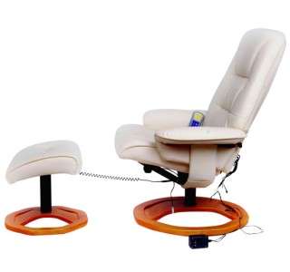 NEW Health Leather Creme White Office TV Recliner Massage Chair With 