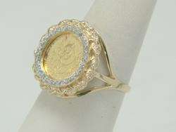   20 oz Chinese Panda .999 Coin 14K Yellow Gold Diamond Ring 6.0g  