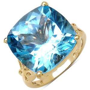  14K Gold Plated 8.59 Carat Blue Topaz and 0.01 ct. t.w 