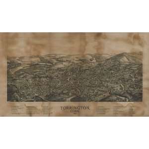  Historic Panoramic Map Torrington, Conn.  1889 / drawn 