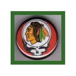   Chicago Blackhawks Logo Grateful Dead 1 Inch Button 