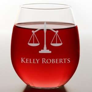  Scales of Justice Stemless Red Wine Glass: Kitchen 