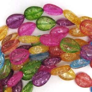   multicolor crack crystal flat teardrop beads 15.5