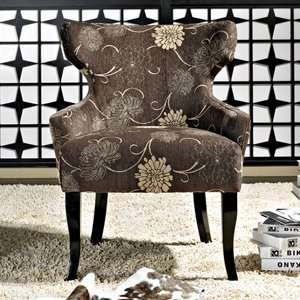   Collection Fabric Lounge Chair in Mocha and Tan: Home & Kitchen