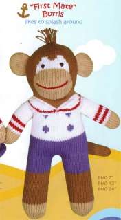 Zubels Hand Knit Organic Cotton Boy Monkey Doll Toy 24  