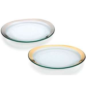  AnnieGlass Retro Gold Oval Dinner Plate: Home & Kitchen