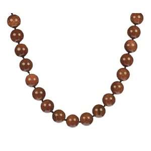  Gold Stone Beads with Sterling Silver Flower Clasp Necklace 