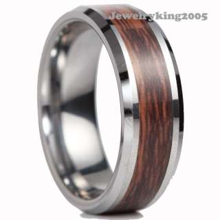 8MM Walnut WOOD Tungsten Ring Mens His Wedding Ring size 8 13  