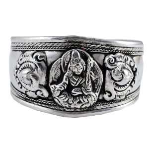    White Metal Green Tara Bracelet, Tibetan Bracelet, TB9: Jewelry