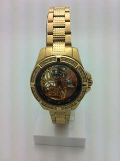 Invicta Ladies Skeleton Gold Tone Stainless Steel Watch 0123  