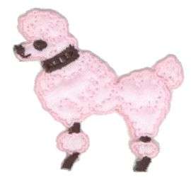 Small Pink Poodle Embroidered Iron On Applique 693367L  