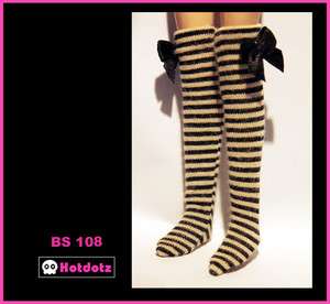 Custom Stockings Socks For Blythe/ Pullip/ Hujoo BS 108 (Black 