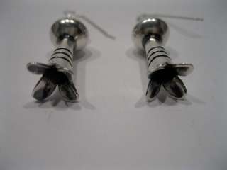 Great Old Navajo Silver Squash Blossom Earrings  
