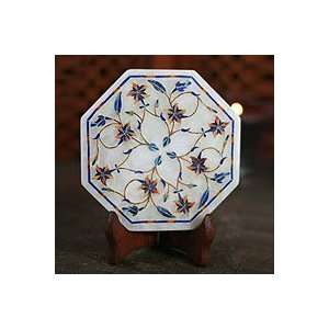    NOVICA Marble inlay plate, Tiger Lilies