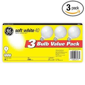  GE 26537 40 Watt G25 Soft White Bulbs, 3 Pack