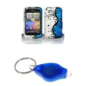  on Blue and Silver Design Rubberized Shield Hard Case Cover + Atom 