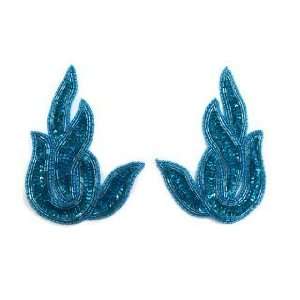  Sequin Sprout Applique (Pair) By Shine Trim   Turquoise 
