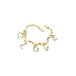    Ladies 14k Solid Gold Round Diamond Love Heart Bracelet: Jewelry