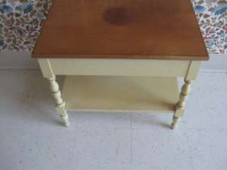 Hitchcock signed End Table Ivory White Paint & Gold Stencils  
