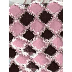  Pink and Chocolate Brown Rag Quilt Baby
