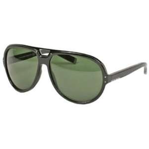 Squared Sunglasses 0006 in SHINY BLACK / GREEN(01N)  