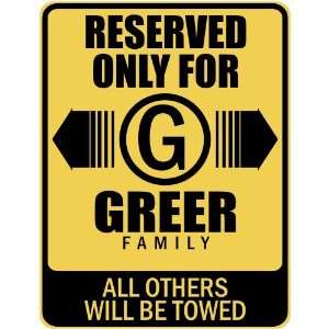   RESERVED ONLY FOR GREER FAMILY  PARKING SIGN
