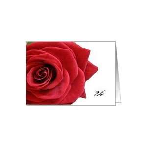  Red Rose   Happy 34th Birthday Card: Toys & Games