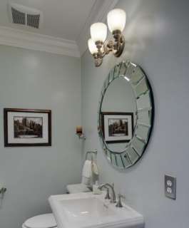 BELLASOL Frameless Round WALL MIRROR Beveled 34 Bathroom Mantel NEW 