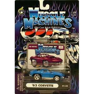  Muscle Machines Blue 63 Corvette 01 35 164 Scale Toys & Games