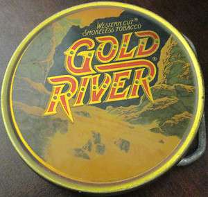   Handmade Gold River Western Cut Smokeless Chewing Tobacco Belt Buckle