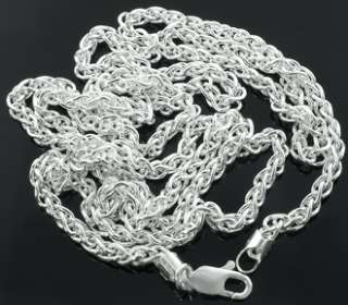 925 Sterling Silver 3 MM Wheat Chain Mens Necklace  