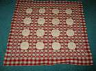 NEW HANDMADE VINTAGE PILLOW TOP RED & WHITE 26” X 26” 176