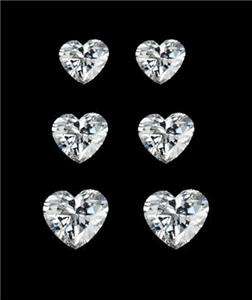 3pair W square diamond cut CZ mens stud earrings silver  