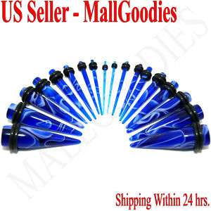 V058 Blue Marble Stretchers Tapers Expenders 00G Gauge  